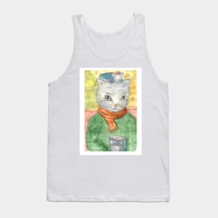 Cat and mouse watercolor Tank Top